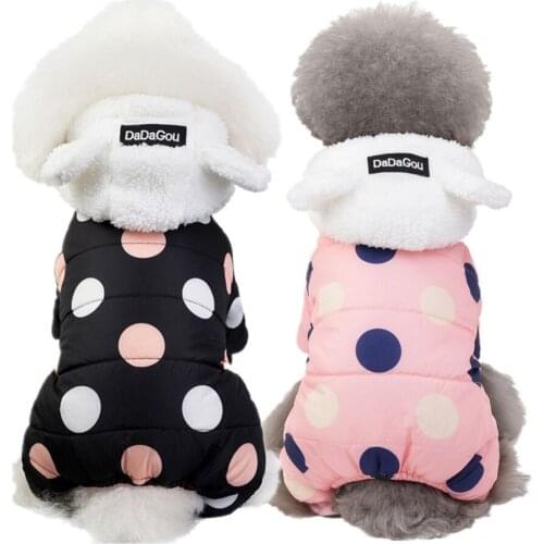 Dot Coat Winter Pet Hoodies Sweatshirt Clothes Thicken Warm Cotton Coat For Puppy Small Dogs Chihuahua Doggie Jacket Jumpsuit