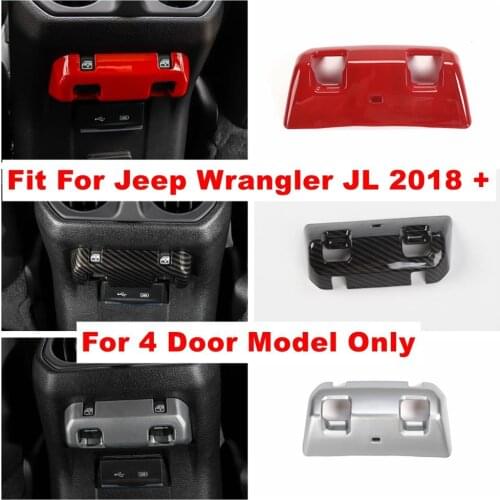 Rear Window Seat Armrest Box Switch Button Frame Decoration Cover Trim Fit For Jeep Wrangler JL 4 Door Model 2018 2019 2020 ABS