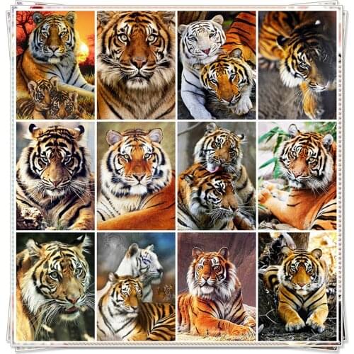 Dropshipping DIY Full Square / Round Art Diamond Painting Kit Animal Tiger Diamond Embroidery Drill Cross Stitch Gift Home Decor