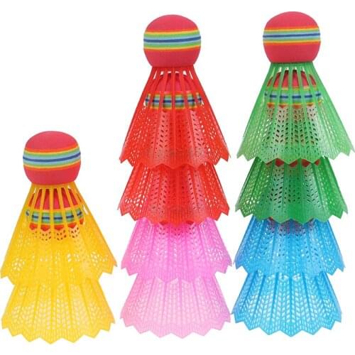 Rainbow EVA Badminton Ball Head Nylon Badminton Feathers for Game Sport Entertainment with Transparent Barrel NEW! 10PCS/Pack
