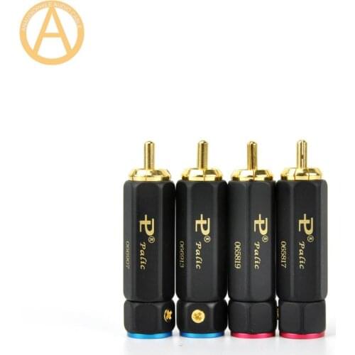 Pure Copper RCA Plug Connector Gold Plated Self-Locking RCA Connector For HIFI Audio RCA Coaxial Cable DIY 9mm OD