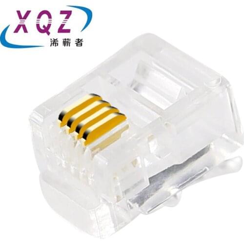 100pcs RJ11 connector telephone cable plug 6P2C/6P4C/6P6C/4P4C telephone connector RJ11 jack crystal stone