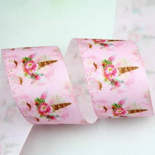 Pink printed flowers ribbons 38mm grosgrain cartoon unicorn ribbon 25 yards DIY materails wedding party decoration webbing