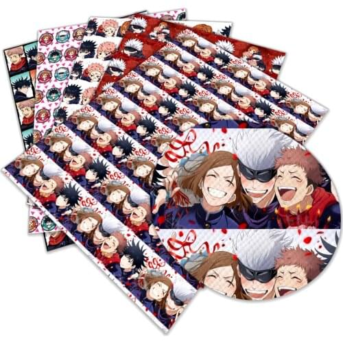 Cartoon Character Printed Faux Leather Rolls For Bow Earrings Handbag Crafts 22X30cm