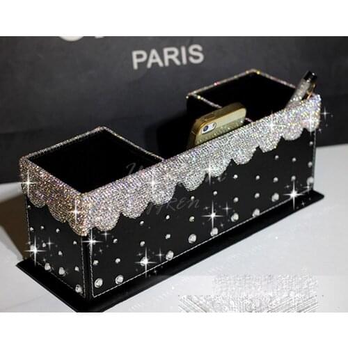 Bling-Bling Center Console PU Leather Storage Box Car Armrest Instrument Panel Multipurpose for Car Home DIY