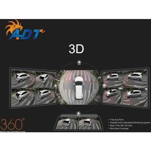 Easy-install 3D HD Car Surround View Monitoring System 360 Degree Driving Birds eye View Panorama 4 Cameras 4-CH DVR Recorder