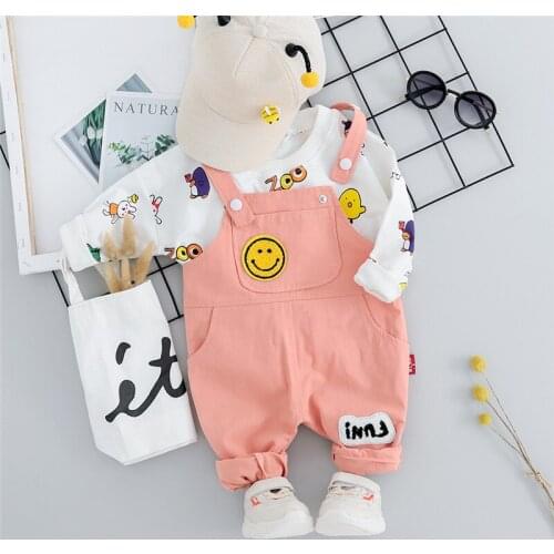 Spring Autumn Baby Boys Girls Clothes Print Set T-shirt Children Clothing Suit Carrying pants T-shirt knitted pants
