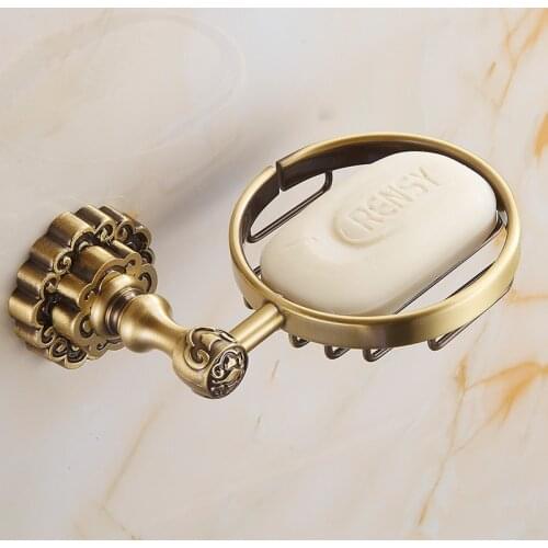VidricSoap Dishes Antique Brass Soap Basket Holder Bath Shelf Soap Storage Luxury Wall Mounted Bathroom Accessories Soap Holder