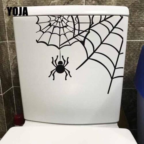 YOJA 22.9X20.6CM Funny Toilet Wall Sticker Decal Bedroom Home Decor Cartoon Spider Web Spider Silk T5-1151