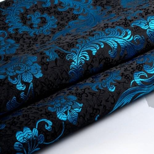 Pretty Blue Feathers Brocade Fabric Jacquard Apparel 50x72cm Costume Upholstery Furnishing Curtain Materil patchwork fabric Deco