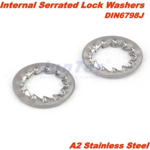 100pcs/lot M3 M4 M5 M6 M8 M10 M12 DIN6798J A2 Stainless Steel Internal Serrated Lock Washers