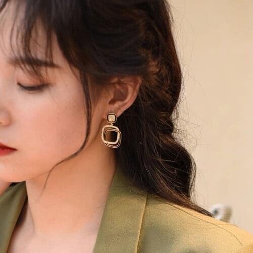 Exquisite Earrings Geometric Two-color Womens Jewelry Hollow Hanging Dangle Vintage Hanging Earrings Fashion Simple
