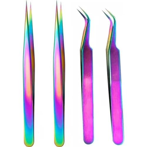 2021 Universal Precision Industrial Tweezers Anti-static Curved Straight Tip Stainless Forceps Phone Repair Hand Tools Sets