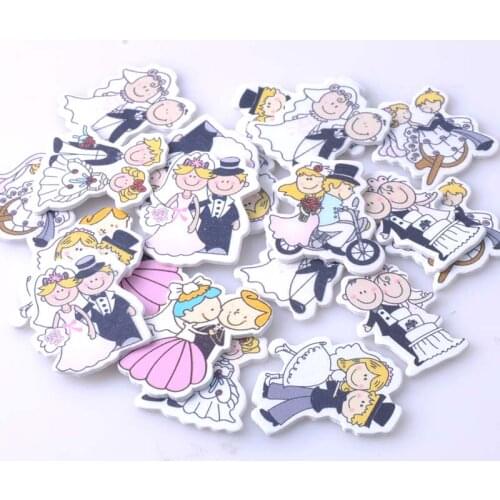 40 pcs Mixed Wedding Wooden Wall Sticker Bridal Wedding Party Home Decorations Supplies Wooden Crafts 40-30mm MT0662