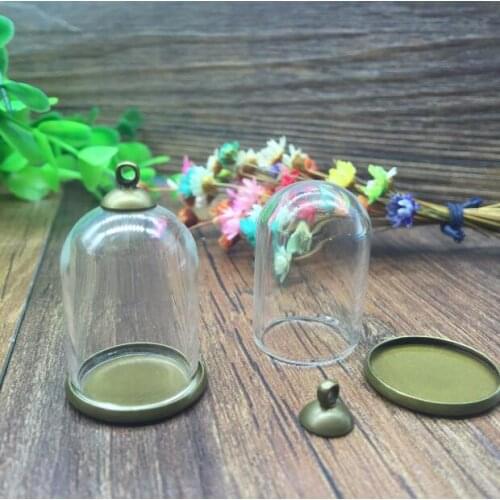 5sets/lot 30*20mm tube glass globe ordinary antique bronze color base beads cap set glass vials pendant glass bottle findings