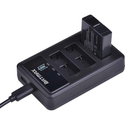 Batmax For Gopro 5 AHDBT-501 Battery+LED USB 3Slots Charger with type C Port for Gopro 5 hero 6 New Gopro7 Gopro 8 Action Camera