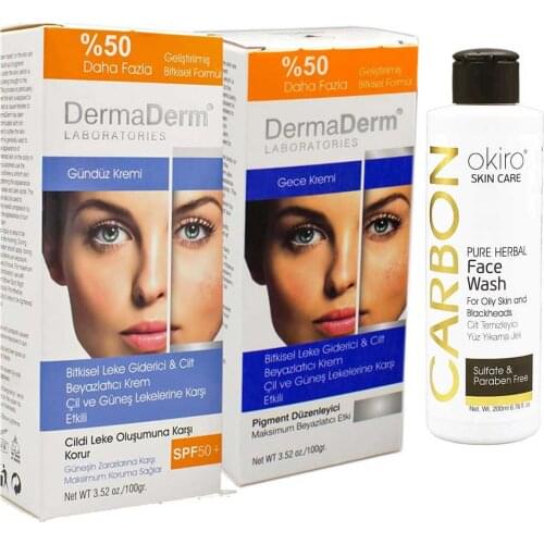 Anti spot Night Cream 100 g + Anti Spot Day Cream 100 g + Okiro Carbon Skin Cleaning 200