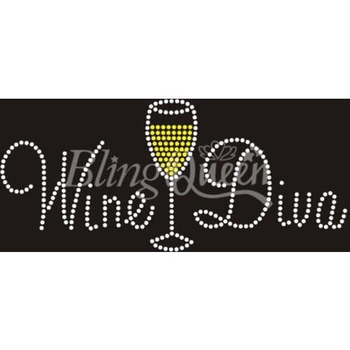 BlingQueen Hot Fix Rhinestone Appliques Wine Diva Design Free Shipping