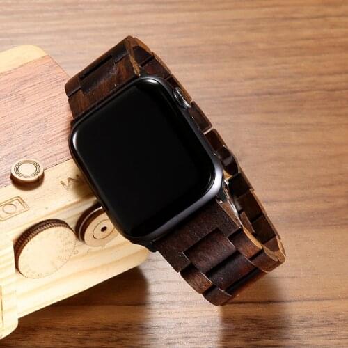 Strap for Apple watch band 44mm 40mm Wooden Metal Butterfly clasp bracelet Applewatch series 6 SE 4 3 2 1 iWatch band 42mm 38mm
