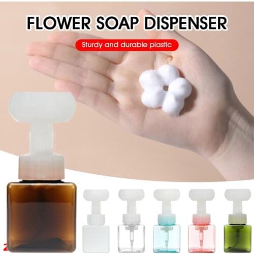 250ml/450ml Liquid Soap Dispenser Flower Shape Foam Foaming Pump Empty Bottle Plastic Clear Bottle Shower Gel Foam Pump Bottle