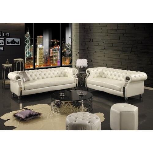 Chesterfield living room Sofa corner genuine leather couch Nordic modern muebles de sala cama puff asiento sala futon white colo