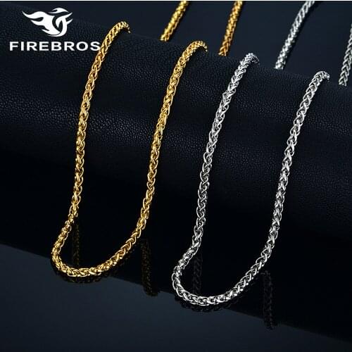 FIREBROS 3/5mm Black/Gold/Silver Color 316L Stainless Steel Dragon Bone Neck Chain Necklace Men Women Jewelry Gift Dropshipping