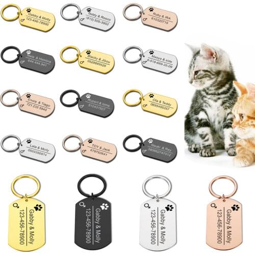 Anti-lost Dog ID Tag Pet Name Owners Name Personalized Pet ID NameDog Collar Tag Pendant Keyring Tag for Cat Puppy