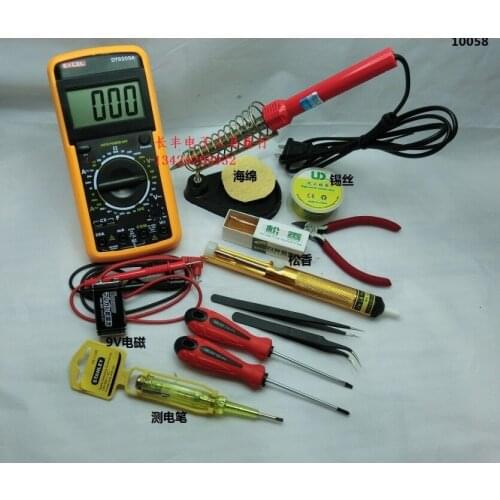 Physics tools multimeter with 60 Watts Electric Soldering Iron Solder Tool Kits, 13 parts package with digital multimeter