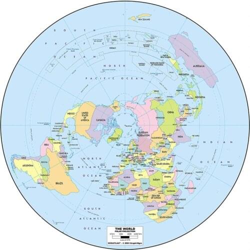Conventional World Map Round 90x90cm Non-woven Non-Smell No-fading Map For Cultural Education