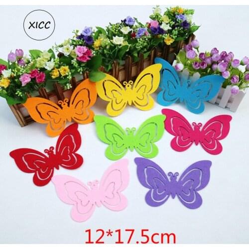 XICC Big Size Beautiful Butterfly Wall Stickers Classroom Childrens Room Flower Thick Felt Fabric Pads Wedding DIY Scrapbooking