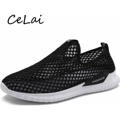 Fashion Unisex Mens Summer Sneakers Hollow Casual Shoes Men Air Mesh 2020 Trends Big Size Slip-on Shoes Lightweight Soft NA37