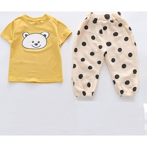 Summer Suit Girls' Clothes Sports Suit For Children Shorts For Girl Kids Suits Summer Girls Summer Bear Graphic Cartoon Set