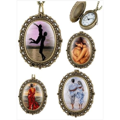 Personality of The Oval Pocket Watch for Women Retro Small Pocket Watches for Lovers Romantic Nevklace Watch Pocket for Couple