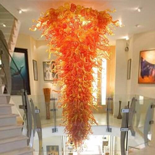 Orange Shade Chandelier Blow Glass Large Ceiling Lamp Home Decoration Contemporary Handmade Arabic Chandeliers Lighting 2 Meters