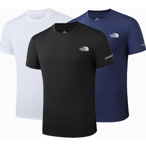 2021 Mens Gym Shirt Sport Quick Drying Running T Shirt Workout Outdoor Breathable Short Sleeve Tops T-shirt Male Sportswear
