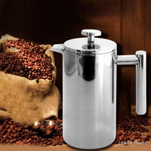 Stainless Steel Double-layer Insulation Coffee Pot With Filter 800ML/350ML Large Capacity Manual Coffee Containers Accessories
