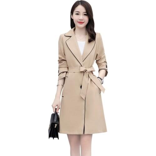 2021 New Fashion Spring Women Windbreaker Temperament Lady Large Size Loose Coat Female Elegant Slim Autumn Trench Coat OK853