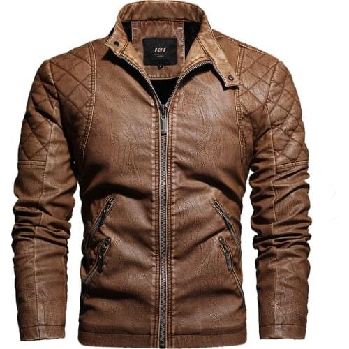 New Men Casual Motorcycle Leather Jackets Coat Men Fashion Stand Collar Faux Leather Jacket Coats Men jaqueta de couro