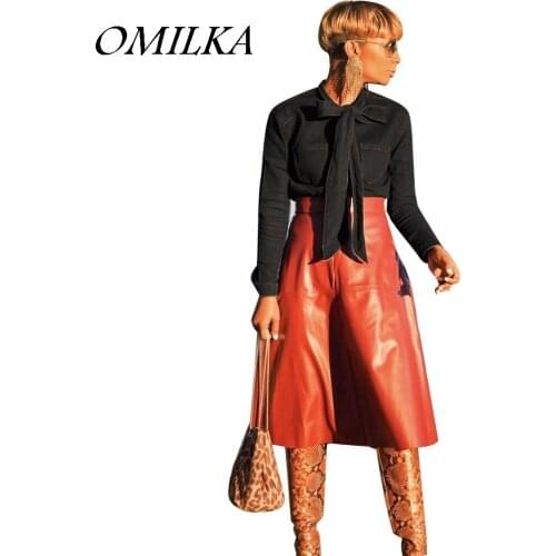 OMILKA 2019 Autumn Women Long Sleeve O Neck Bow Denim T Shirt Casual Black Blue Pocket Club Party Street Bandage Tops Tees