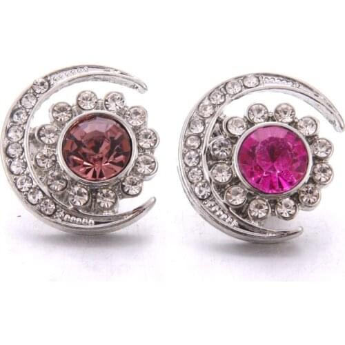 Wholesale New Snap Jewelry 18mm Rhinestone Moon Snap Buttons Vintage Snaps Jewelry Fit 18mm/20mm Snap Bracelet for Women