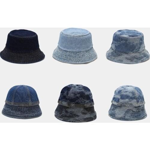 New Retro Jeans Fisherman Hat Women Trend Street Simple Solid Color Bucket Hat Outdoor Visor Mens Panama Hat Foldable Unsiex