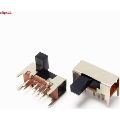 100Pcs Panel PCB 8 Pin 3 Position 2P3T DP3T Slide Switch Side Knob straight foot switch handle toggle power switch