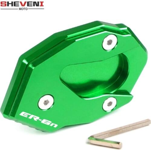 For KAWASAKI ER6N ER 6N ER-6N ER-6F ER6F ER 6F Motorcycle CNC Kickstand Foot Side Stand Extension Pad Enlarge Plate 2006-2014