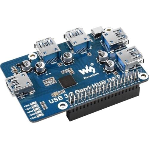 Waveshare USB Splitter 4 Ports USB3.2 Expansion Board USB 3.2 Gen1 Driver Free For Raspberry Pi
