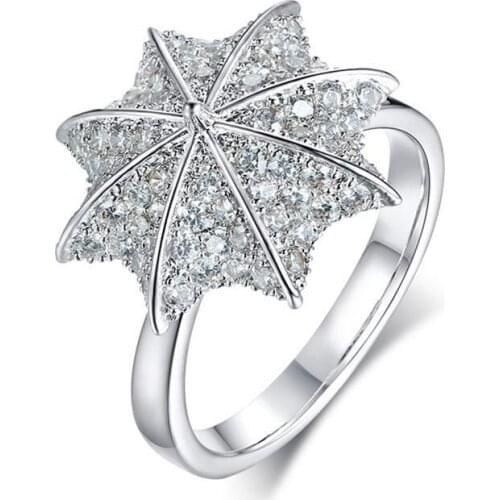 Adjutable Size Women Ring Spinner Umbrella Charm CZ Stones Shinny Lady Girl Finger Alliance Creative Gift