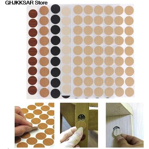Self Screw Cover Caps Stickers Adhesive Decorative Films Furniture Stickers Wood Craft Desk Cabinet Ornament 1sheet