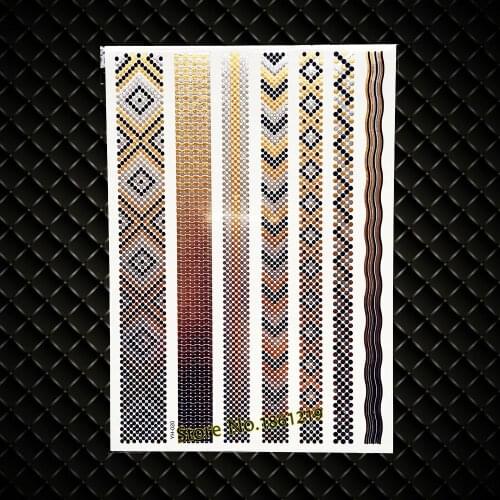 Sexy Snake Skin Gold Metallic Tattoo 21x15CM, Women Body Arm Sleeve Tattoo Makeup, Fashion Fake Waterproof Henna Tattoo Sticker