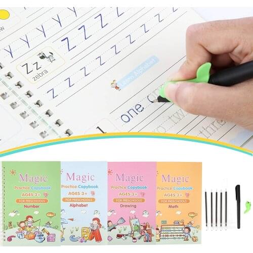 Sank Magic Practice Copybook for Kids, Reusable Magic Calligraphy Tracing Handwriting Copybook Set, Practice Book for Children