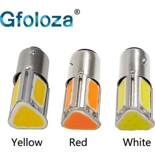 Gfoloza 2Pcs Ba15s 1156 P21w LED COB 12v Car Reverse Light White Red Yellow Auto LED parking Bulbs Rear Turn Signal Lamp 12V