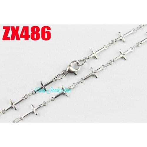 6mm thin cross chain stainless steel necklace womens mens religious necklace fashion jewelry 20pcs ZX486